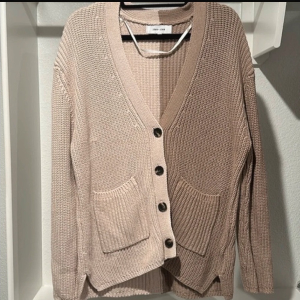 Beige Button-Up Cardigan
